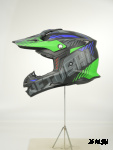 Шлем кроссовый HETOSHI OF836 EXOSS CROSS PRO MX289 цв.Черно-сине-зеленый Матовый р.XL