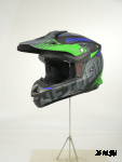 Шлем кроссовый HETOSHI OF836 EXOSS CROSS PRO MX289 цв.Черно-сине-зеленый Матовый р.XS